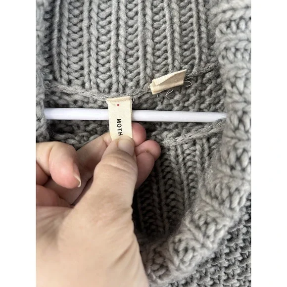 Anthropologie Moth Ribbed Chunky Pullover Turtleneck Sweater fisherman XS - Picture 5 of 10